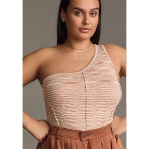 Anthropologie One-Shoulder Sweater Top NWT in Neutral 2X